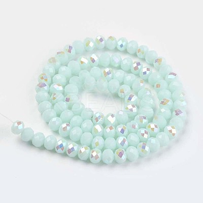 Electroplate Opaque Solid Color Glass Beads Strands EGLA-A034-P8mm-L09-1