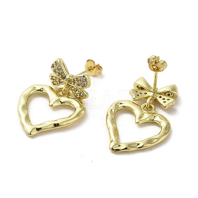 Brass Micro Pave Cubic Zirconia Dangle Stud Earrings EJEW-G381-06G-1