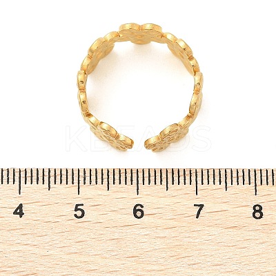 Flower 304 Stainless Stee Open Cuff Rings for Women RJEW-Q006-03D-G-1