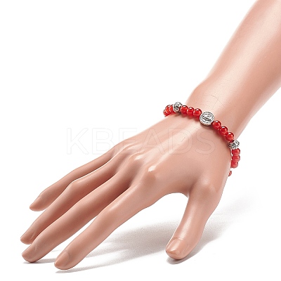 5Pcs 5 Style Natural Gemstone & Synthetic Hematite & Alloy Saint Benedict Beaded Stretch Bracelets Set for Women BJEW-JB08965-1