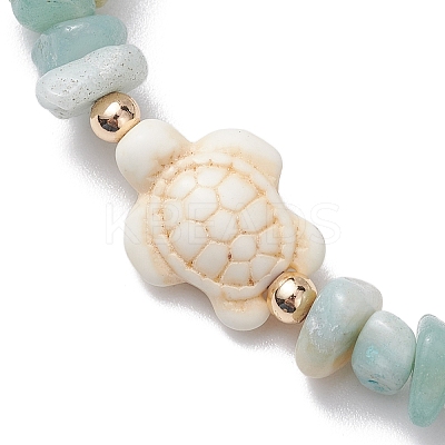 Natural Flower Amazonite Chip Beaded Stretch Bracelets BJEW-JB10689-03-1