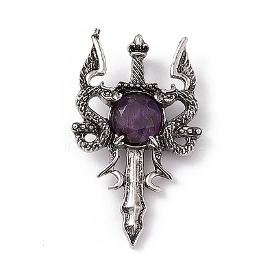 Natural Amethyst Pendants G-H281-03H-1