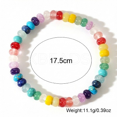 Bohemian Rainbow Mixed Gemstone Rondelle Beaded Stretch Bracelets for Women AG7128-1