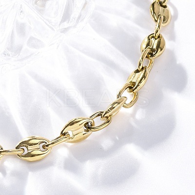 304 Stainless Steel Coffee Bean Chain Bracelets for Men Women BJEW-G725-06G-1