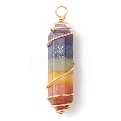 7 Chakra Gemstone Double Terminal Pointed Pendants PALLOY-TA00057-02-1