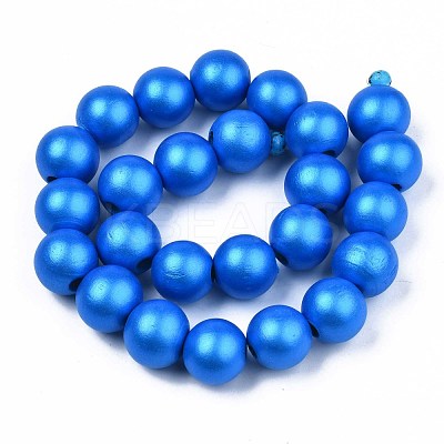 Painted Natural Wood Beads Strands WOOD-S053-58B-1