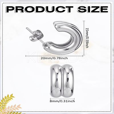 1 Pair Stainless Steel Two-layer C-Shaped Stud Earrings for Women EJEW-LP0012-01P-1
