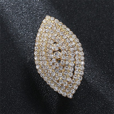 Horse Eye Brass Crystal Rhinestone Finger Rings FS-WG798CF-01-1