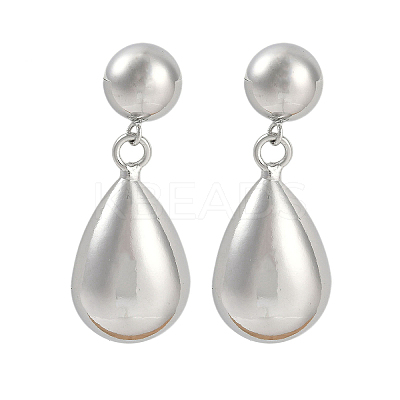 Smooth Teardrop Brass Dangle Earrings for Women EJEW-D280-02P-01-1