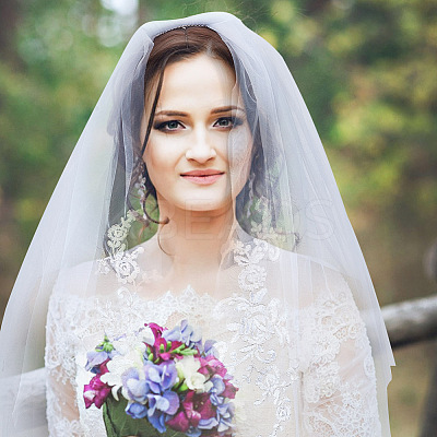 Nylon Mesh Bridal Veils with Hair Comb AJEW-WH0258-993-1