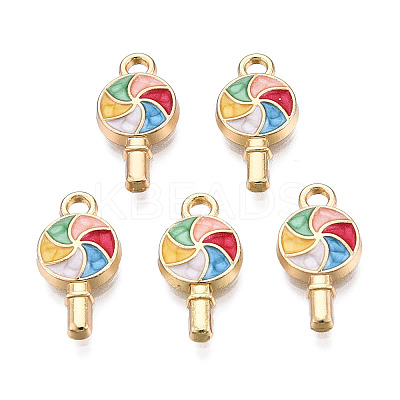 Golden Plated Alloy Enamel Pendants X-ENAM-T009-99-RS-1