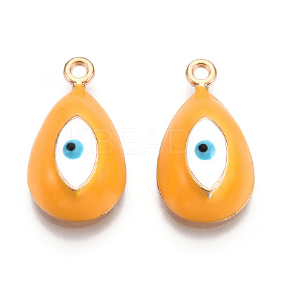 Rack Plating Light Gold Tone Alloy Enamel Pendants PALLOY-T077-230E-1