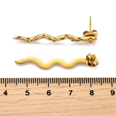 304 Stainless Steel Rhinestone Stud Earrings EJEW-Z116-01G-1