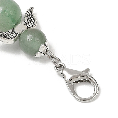 Angel Natural Green Aventurine Beads & Alloy Tree Pendant Decorations HJEW-JM03075-1