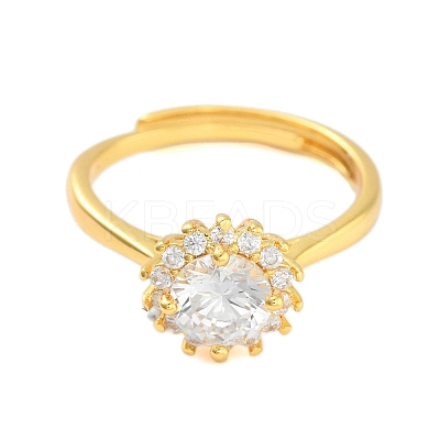 Clear Cubic Zirconia Adjustable Rings RJEW-L120-018G-04-1