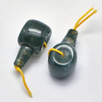 Natural Moss Agate 3 Hole Guru Beads X-G-K208-02-A-26-1