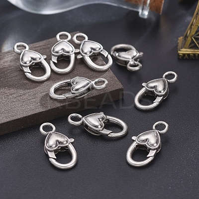 Tibetan Style Heart Lobster Claw Clasps LF013Y-TAS-NR-1