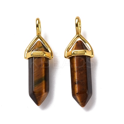 Natural Tiger Eye Pointed Pendants G-K329-43G-1