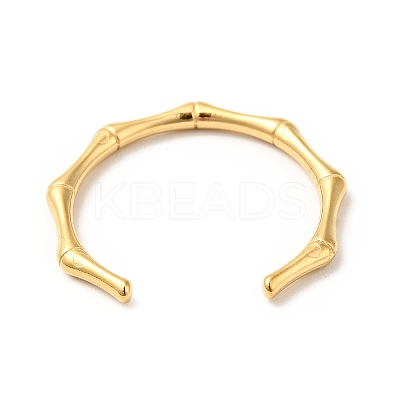 Ion Plating(IP) 304 Stainless Steel Bamboo Open Cuff Ring for Women X-RJEW-I085-10G-1
