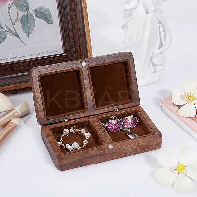 2-Slot Black Walnut Jewelry Magnetic Storage Boxes CON-WH0095-09C-1