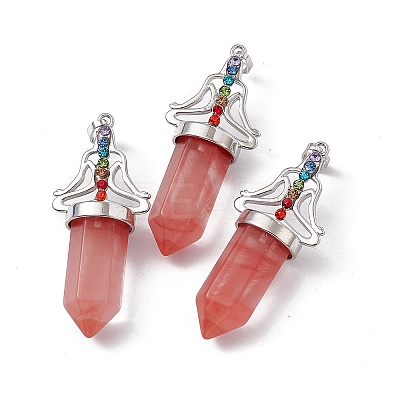 Cherry Quartz Glass Big Pointed Pendants G-I342-01P-01-1