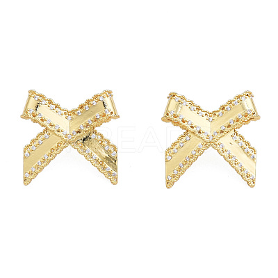 Cubic Zirconia Bowknot Stud Earrings EJEW-N011-64-1