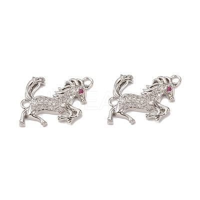 Brass Micro Pave Clear Cubic Zirconia Connector Charms KK-E068-VB019-1