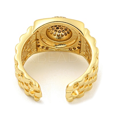 Square Clear Cubic Zirconia Open Cuff Ring RJEW-L121-016G-1