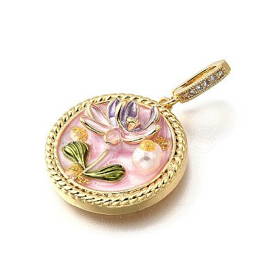 Brass Micro Pave Cubic Zirconia & Enamel Pendants KK-R222-11G-01-1