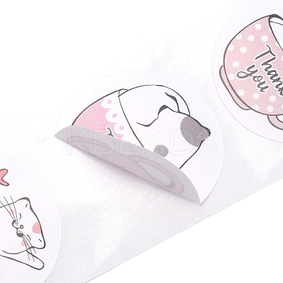 500 Adorable Round Cartoon Stickers in 6 Designs X-DIY-B010-01-1
