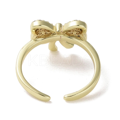Brass Micro Pave Cubic Zirconia Open Cuff Ring RJEW-K256-58H-G-1