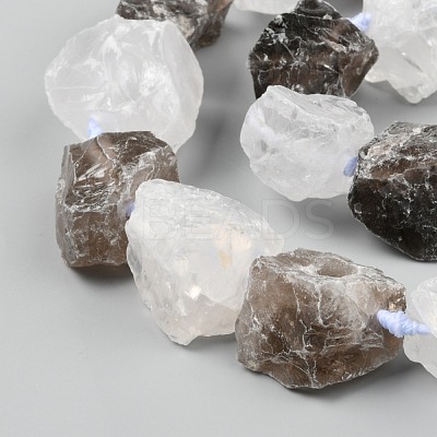Rough Raw Natural Quartz Crystal and Smoky Quartz Beads Strands G-F595-I06-1
