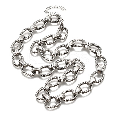 304 Stainless Steel Twisted Oval Link Chain Necklaces NJEW-R023-13P-1