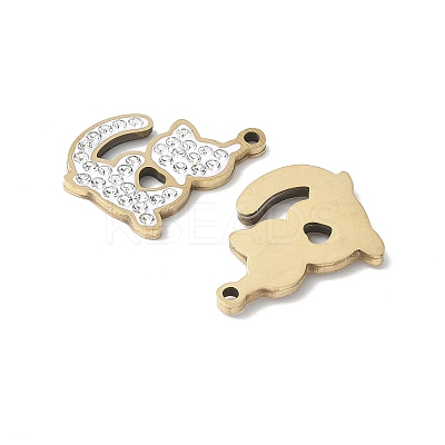 201 Stainless Steel Rhinestone Pendants STAS-V005-05G-01-1