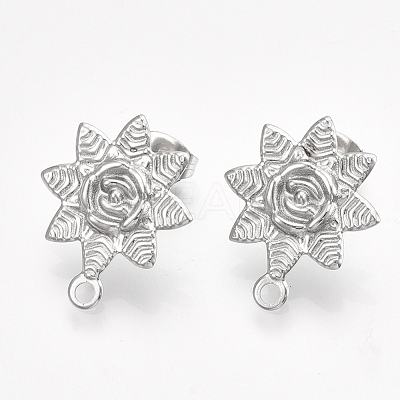 Non-Tarnish 304 Stainless Steel Stud Earring Findings STAS-T045-17P-1