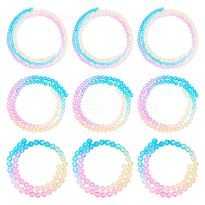 12 Strands 3 Styles Gradient Color Baking Paint Glass Bead Strands DGLA-TA0001-21E-1