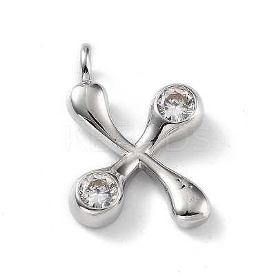 26Pcs 26 Styles Rack Plating Brass Micro Pave Cubic Zirconia Pendants KK-P247-09P-1