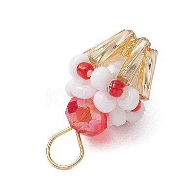 Glass Seed Beaded Cupcake Pendants PALLOY-MZ00581-01-1