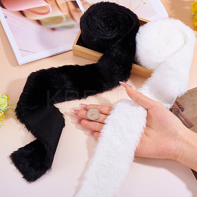 2 Rolls 2 Colors Polyester-cotton Rabbit Wool Fabrics DIY-TA0012-64-1