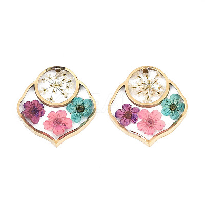 304 Stainless Steel Epoxy Resin Pendants STAS-T072-17-1