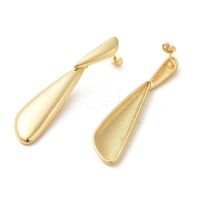 Real 18K Gold Plated Brass Dangle Stud Earrings EJEW-G382-20B-G-1