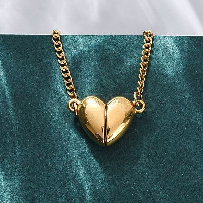 304 Stainless Steel Heart Pendant Necklaces for Women NJEW-Z065-06G-1