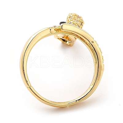 Cubic Zirconia Snake with Glass Wrap Adjustable Ring KK-H439-02A-G-1