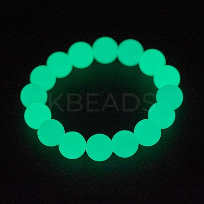 Synthetic Luminous Stone Beaded Stretch Bracelet BJEW-P203-8mm-01B-1