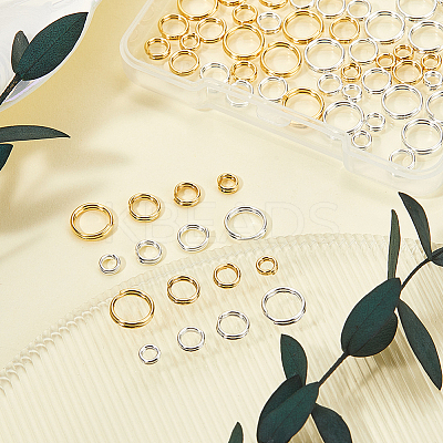 160Pcs 8 Styles Brass Split Rings KK-BBC0023-10-1
