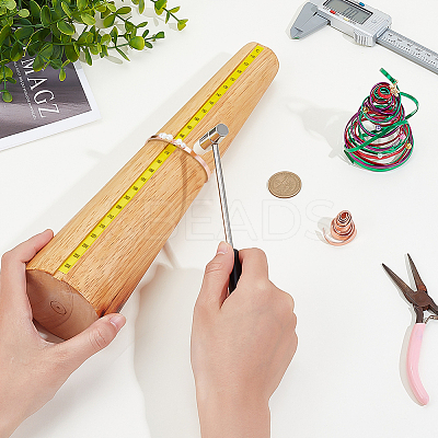 1Pc Jewelry Tool Round Wooden Bracelet Sizing Bangle Mandrel TOOL-PH0001-97-1