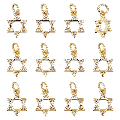 12Pcs Rack Plating Brass Micro Pave Cubic Zirconia Charms KK-HS0015-04-1