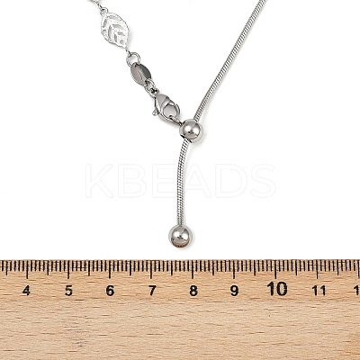 Adjustable 304 Stainless Steel Leaf Link Slider Lariat Necklaces for Women NJEW-B133-01P-1