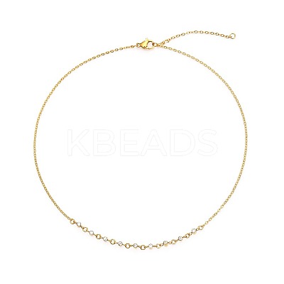 Cubic Zirconia Column Pendant Necklace with Brass Cable Chains LS-UU3534-1-1
