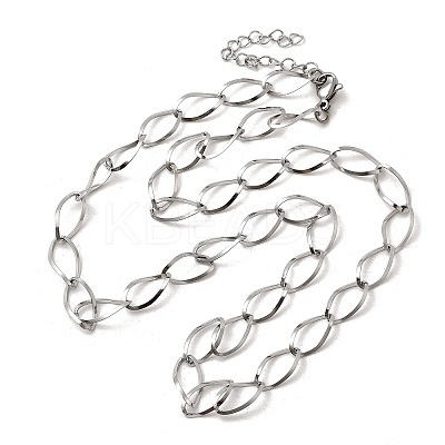 304 Stainless Steel Teardrop Link Chain Necklaces for Women Men NJEW-A058-02P-1